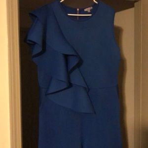 Scuba material blue jumpsuit